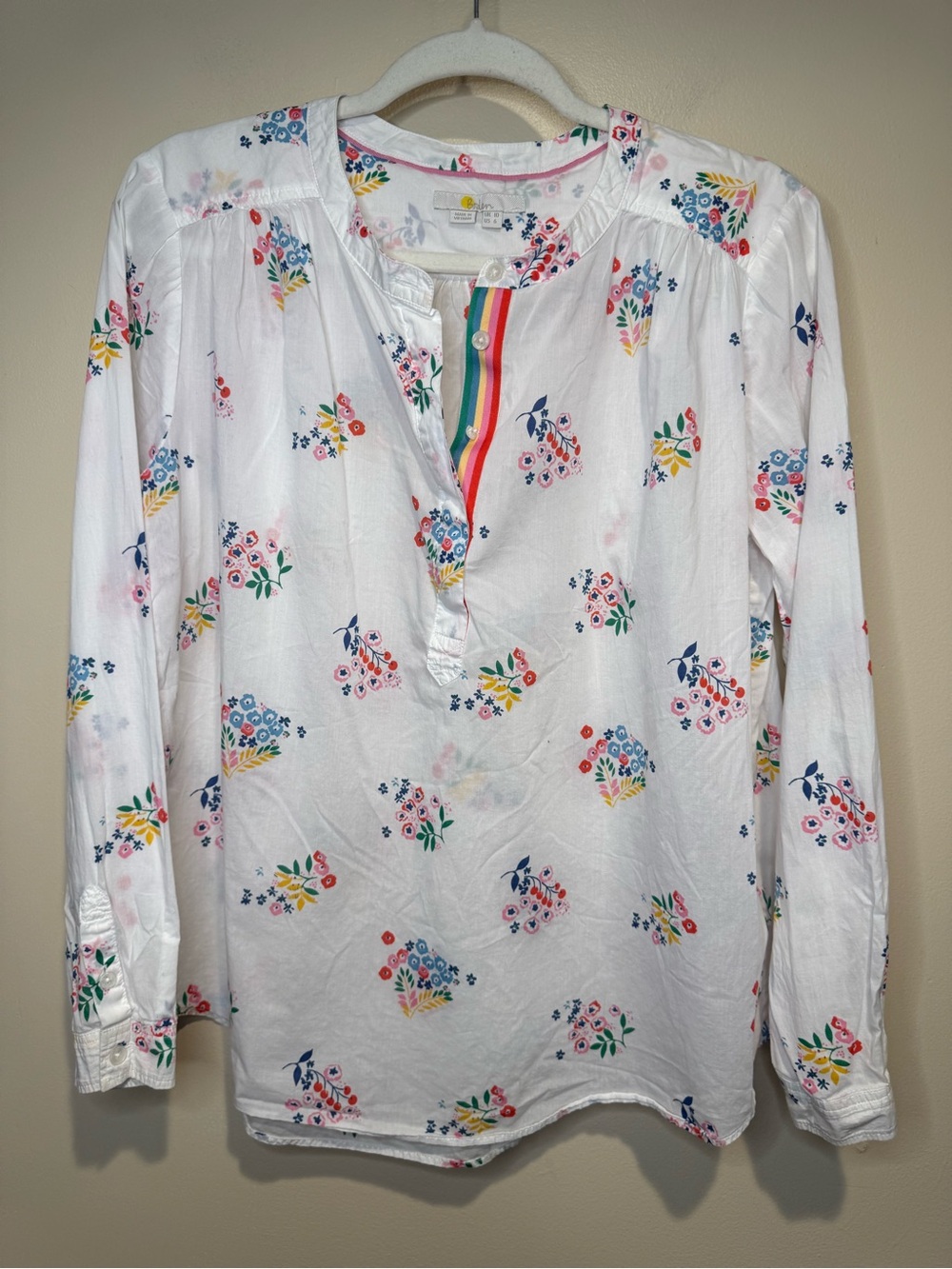 Boden Floral Henley Tunic Blouse size 6 cotton